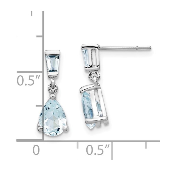 14k White Gold Aquamarine Dangle Earrings - Picture 2 of 4
